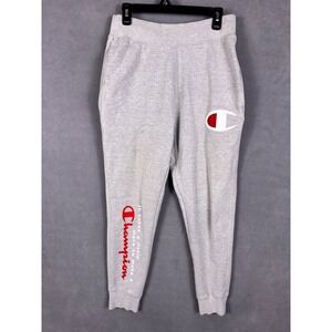 Champion Men's Medium Joggers Graphic Fleece Sweatpants Reverse Weave Gray